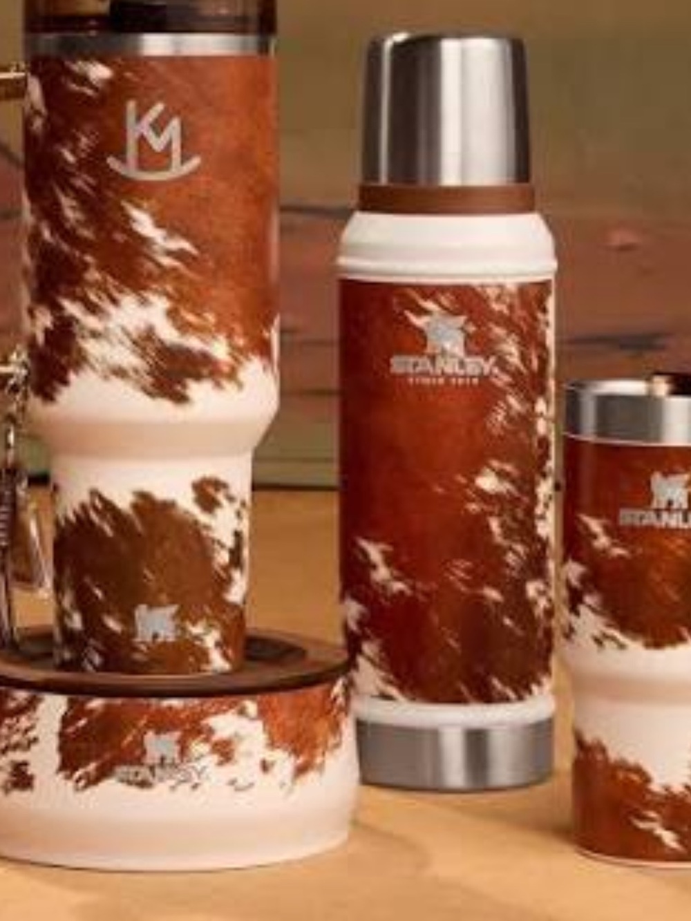 Stanley Brown and White Cowhide Pattern Insulated Drinkware Set